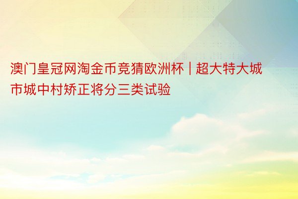 澳门皇冠网淘金币竞猜欧洲杯 | 超大特大城市城中村矫正将分三类试验
